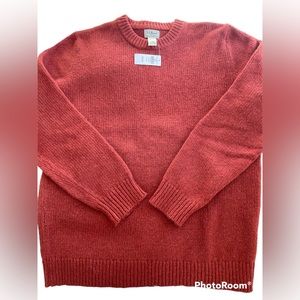 LL BEAN Mens Tall L Rust Orange Sweater with tags on